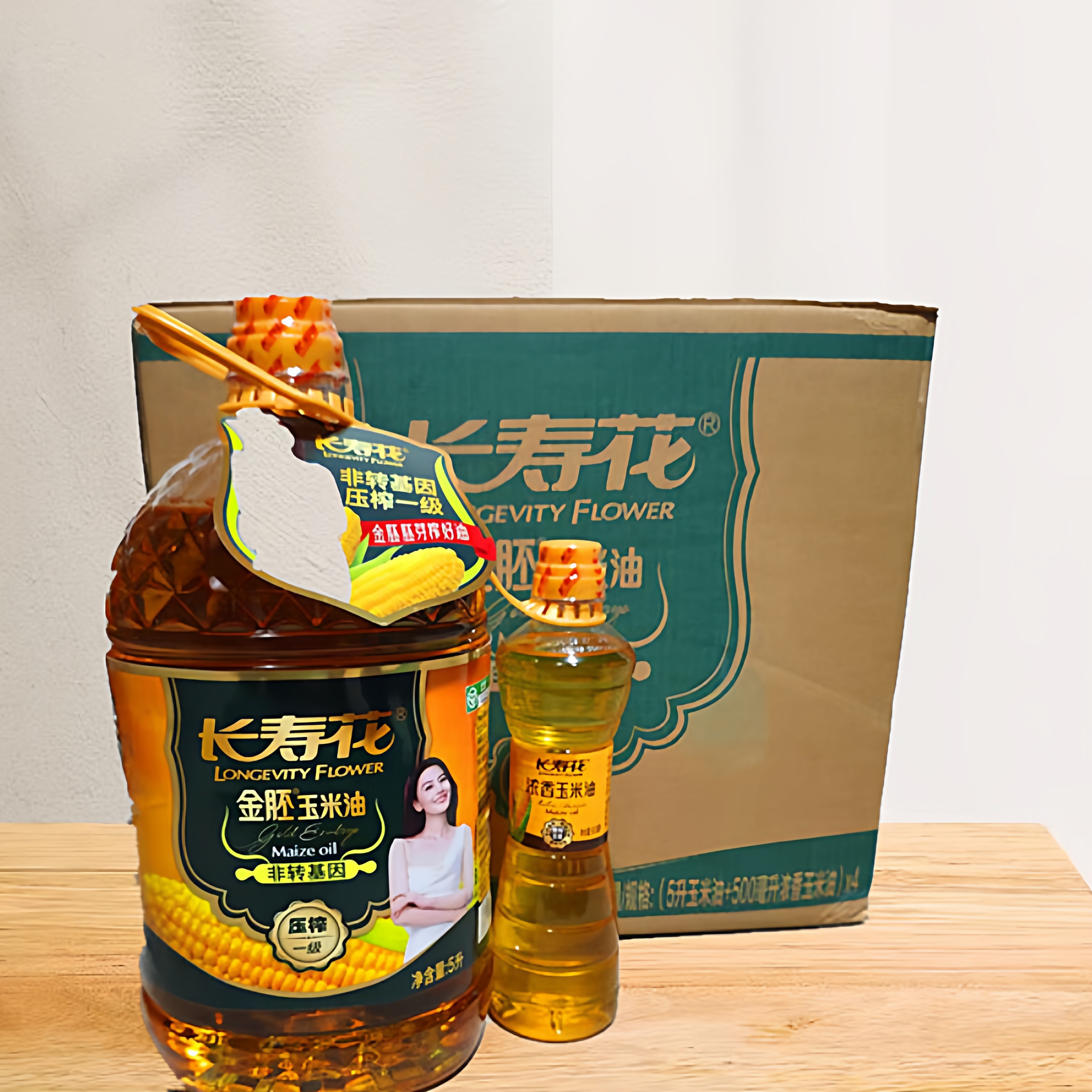 长寿花金胚玉米油5L+500ml玉米油物理压榨一级 非转基因 正品包邮