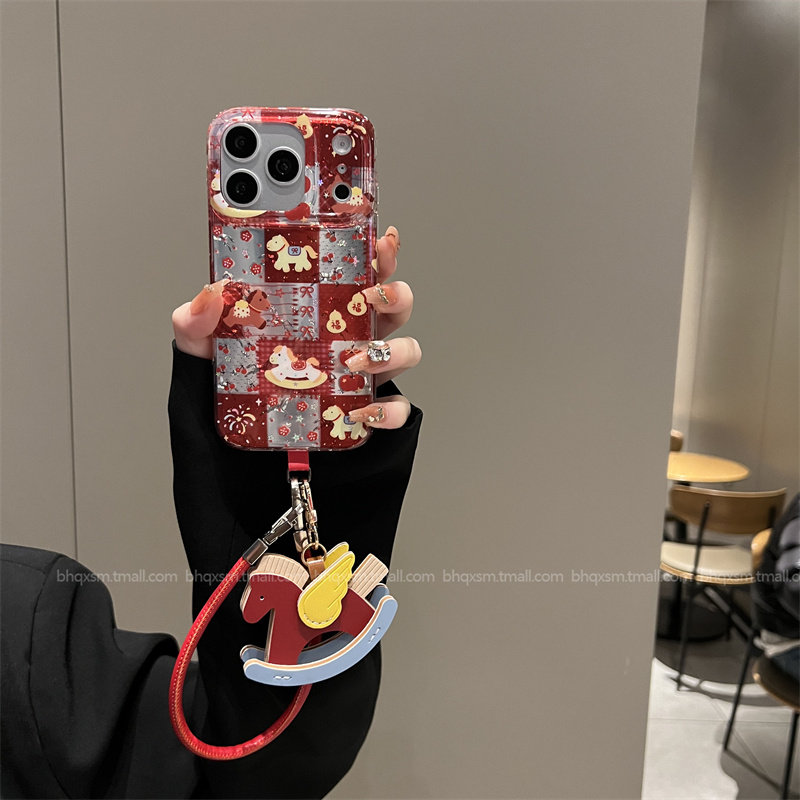 腊梅红新年小马适用于苹果17promax手机壳iPhone17promax高级感15pro新年款14promax斜挎可背挂绳17pro喜庆13,3C数码配件,手机保护套/壳,淘宝优惠券,粉丝福利购,淘宝优惠卷
