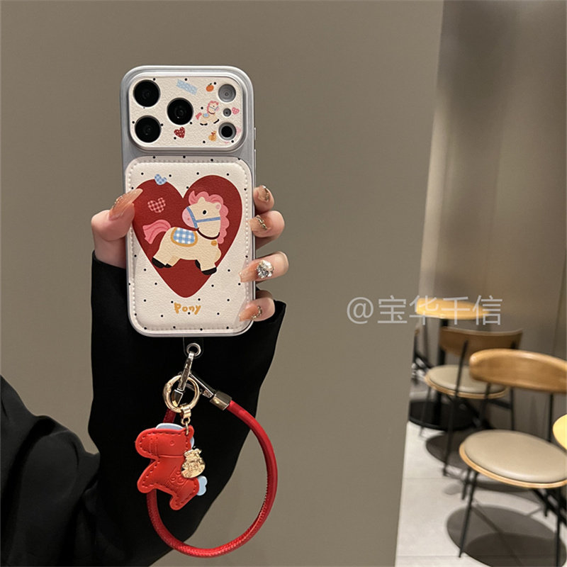 新款波点红爱心小马适用于苹果17promax手机壳iPhone16promax可爱卡通14promax全包15pro全包17pro小众16女款,3C数码配件,手机保护套/壳,淘宝优惠券,粉丝福利购,淘宝优惠卷