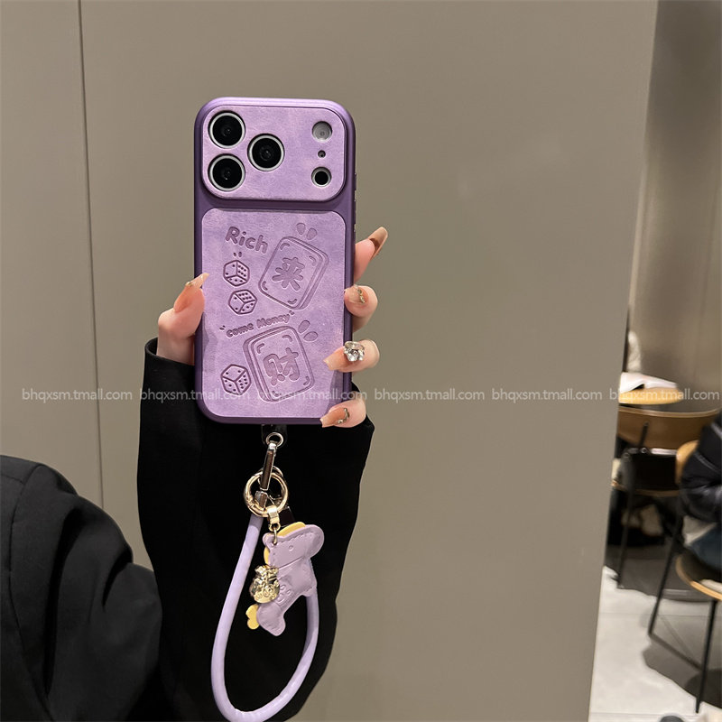 大视窗紫色皮质来财适用于苹果17promax手机壳iPhone16promax带挂绳15pro新款14promax高级感13pro全包17外壳,3C数码配件,手机保护套/壳,淘宝优惠券,粉丝福利购,淘宝优惠卷