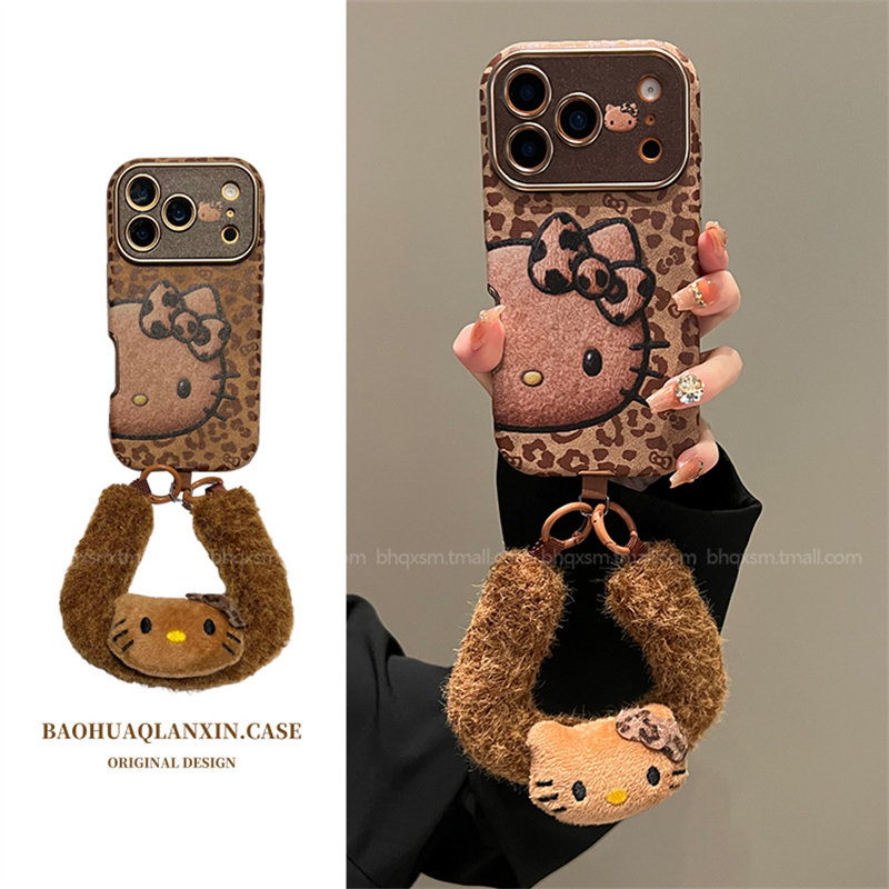 棕底豹纹半边脸kt适用于苹果17promax手机壳iPhone16promax高级感15pro可爱卡通14promax全包16pro韩系15女款,3C数码配件,手机保护套/壳,淘宝优惠券,粉丝福利购,淘宝优惠卷