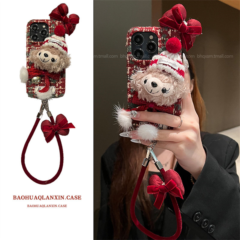 圣诞红绿绒布小莉适用苹果16promax手机壳iPhone15pro喜庆14promax毛绒手绳13pro高级感12pro时尚11保护套16,3C数码配件,手机保护套/壳,淘宝优惠券,粉丝福利购,淘宝优惠卷