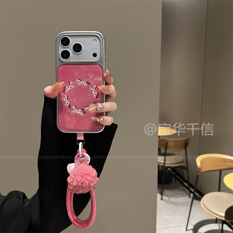 少女心玫粉转圈小马适用苹果17promax手机壳iPhone16promax高级感15pro铃铛挂件14promax小众17pro保护套13女,3C数码配件,手机保护套/壳,淘宝优惠券,粉丝福利购,淘宝优惠卷