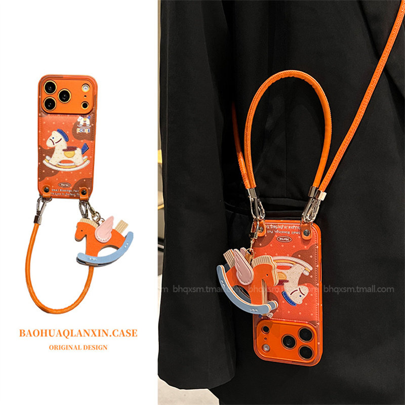 马年新款橙色小马适用苹果17pro手机壳iPhone16pro高档皮质15pro斜挎可背带挂绳14可爱13小众17promax新年款,3C数码配件,手机保护套/壳,淘宝优惠券,粉丝福利购,淘宝优惠卷