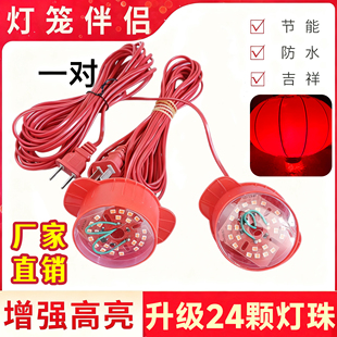 批发大红灯笼led灯 新春专用灯笼红光伴侣彩光旋转防水户外氛围灯