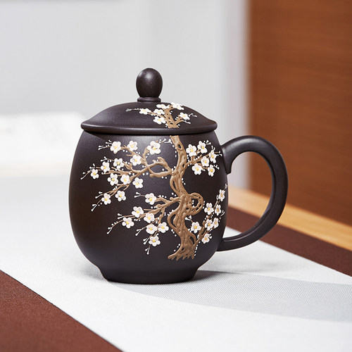陈腐原矿匠心手工变色梅花紫砂杯