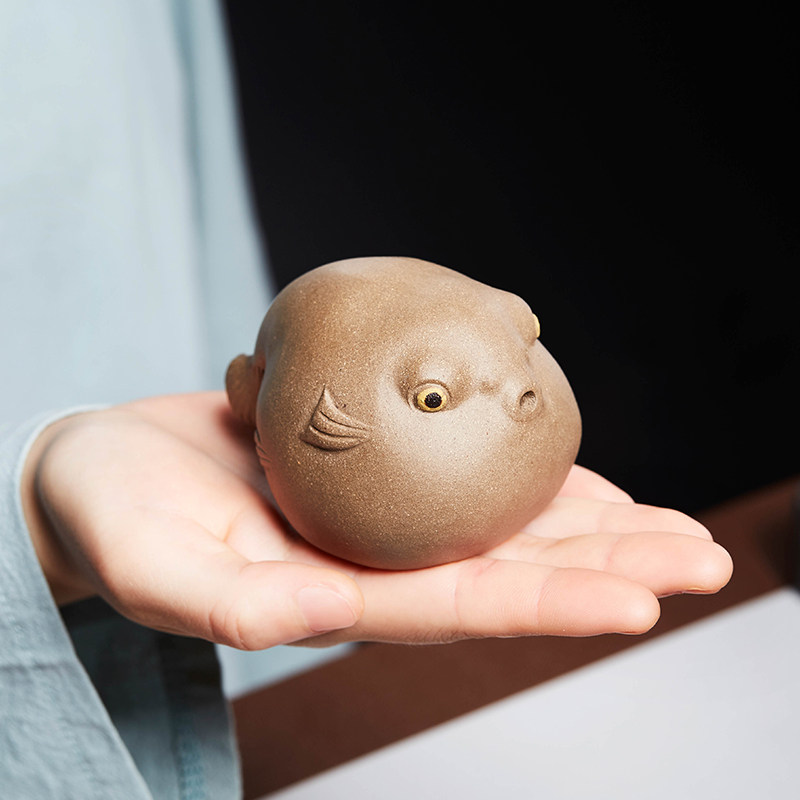 紫砂茶宠茶桌摆件小茶玩精品可养河豚可爱家用功夫茶具零配创意