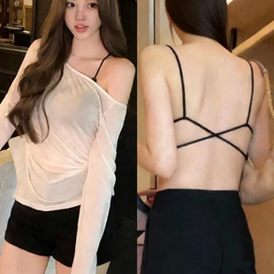 性感交叉带抹胸女聚拢无钢圈防走光美背吊带背心一体胸垫内衣裹胸