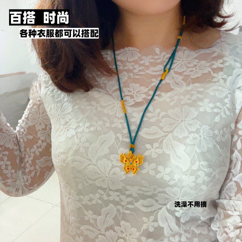 原创设计国风錾刻立体蝴蝶吊坠
