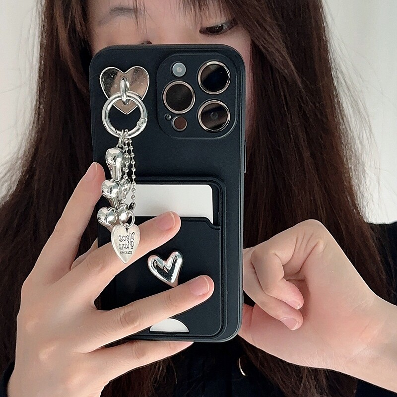 电镀简约爱心保护套卡包s23