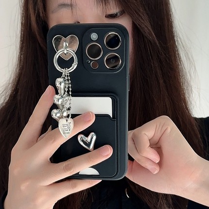 电镀简约爱心三星s24手机壳s22+保护套s21plus插卡包s9卡槽s10硅胶套s8个性note10pro简约s23卡套note20ultra