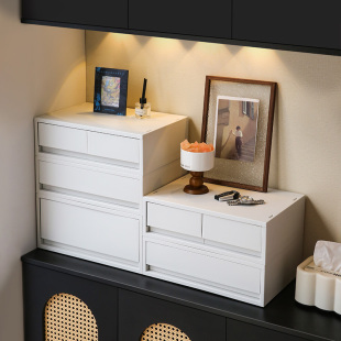 入户玄关收纳盒进门钥匙摆件整理柜桌面抽屉口罩杂物大容量置物架