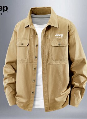 jeep纯棉长袖衬衫男士春秋季新款