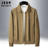 新款 吉普JEEP纯棉外套男士 春季 宽松中老年爸爸翻领休闲运动夹克男