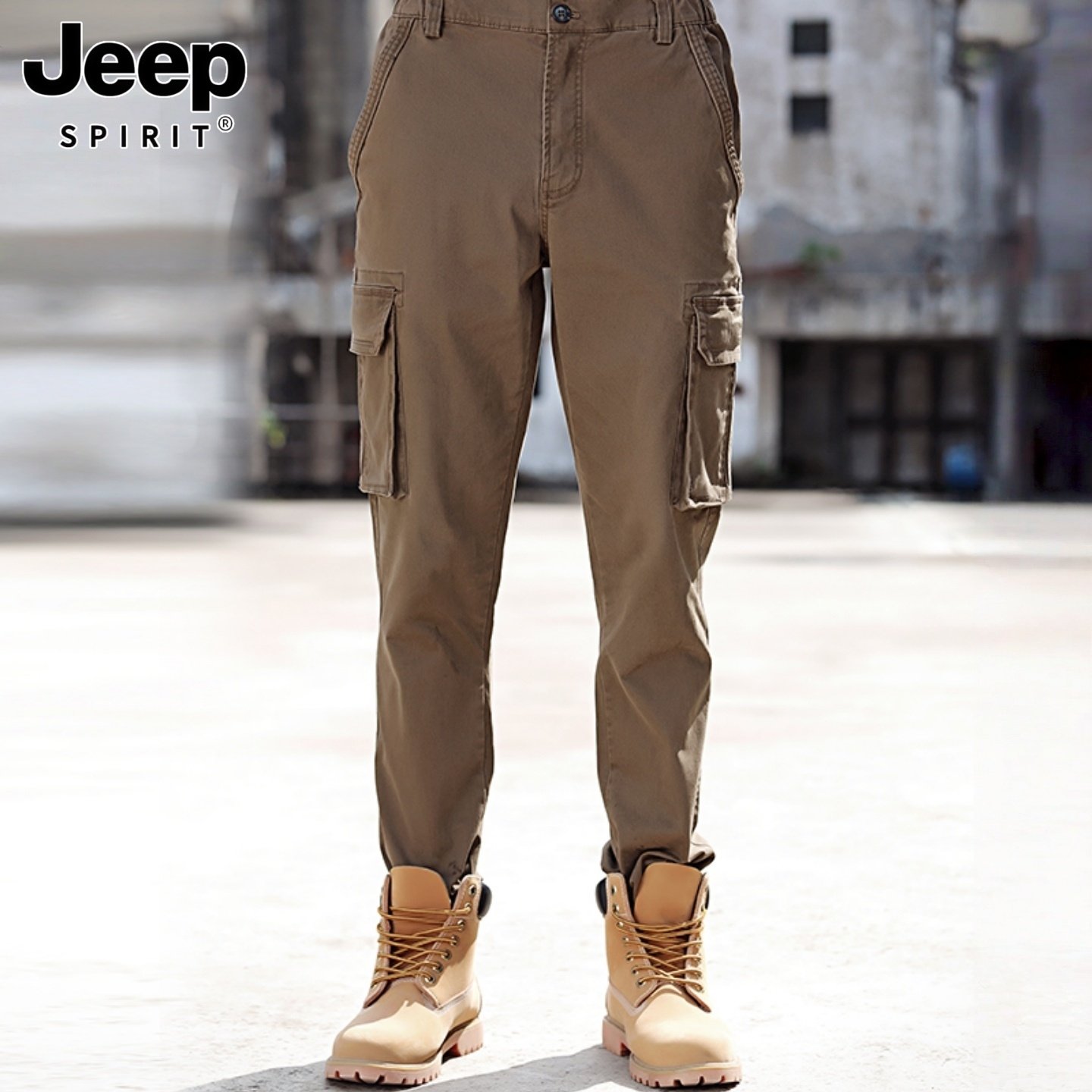 吉普纯棉工装裤男士春秋款宽松直筒多口袋男裤春季户外休闲长裤子,男装,休闲裤,淘宝优惠券,粉丝福利购,淘宝优惠卷