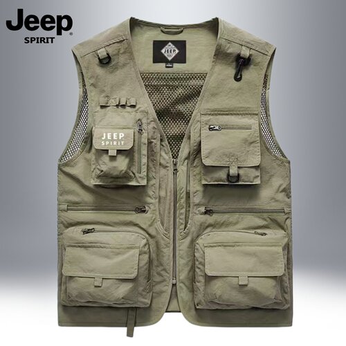 JEEP户外工装马甲秋季新款多口袋