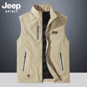 吉普羽绒马甲男冬季 轻薄保暖外穿坎肩羽绒服背心立领休闲运动外套
