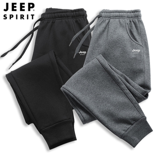 大码 九分春秋款 裤 子秋季 吉普JEEP纯棉运动裤 休闲中年束脚男裤 男士