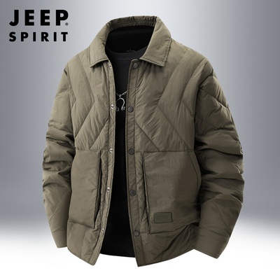 吉普翻领羽绒服男款冬季保暖卸寒