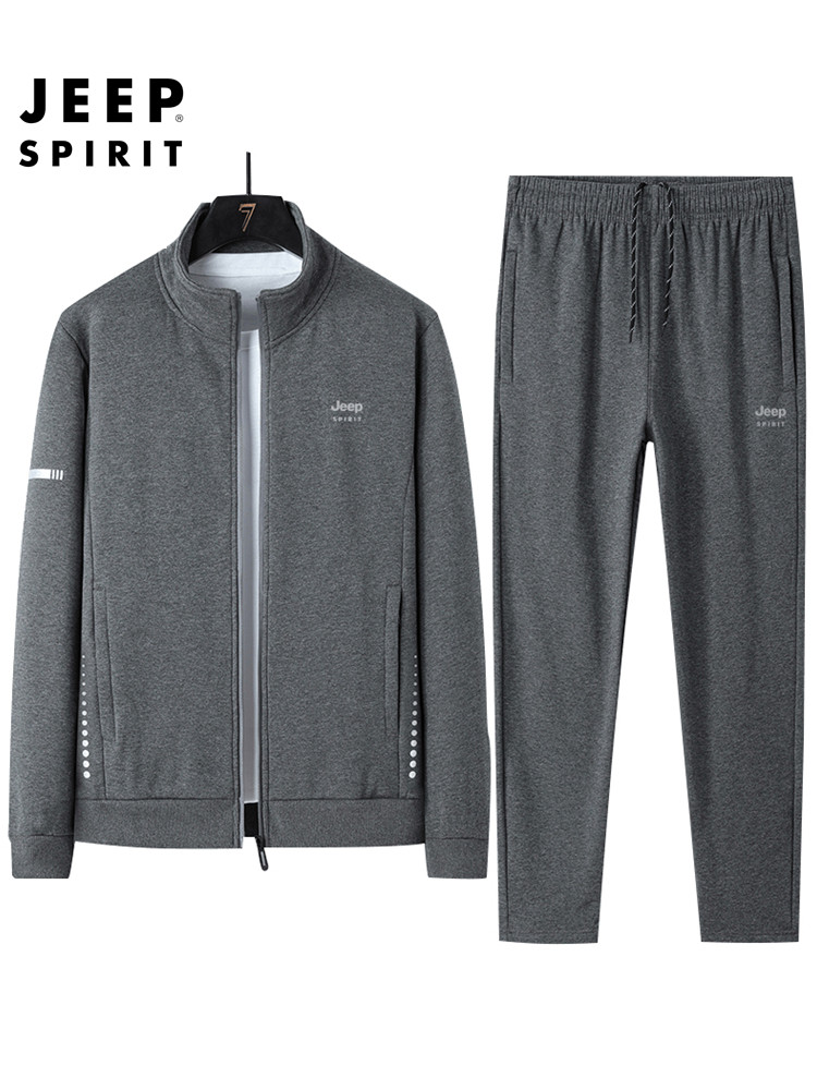 JEEP JEEP 중년 및 노인 순면 스포츠 정장 남성 봄 중년 아빠 봄과 가을 달리기 캐주얼 운동복