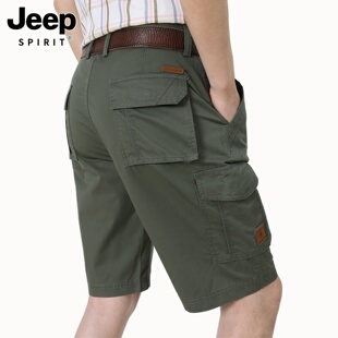 夏季 男士 新款 爸爸男装 吉普工装 外穿多口袋纯棉休闲运动五分裤 短裤