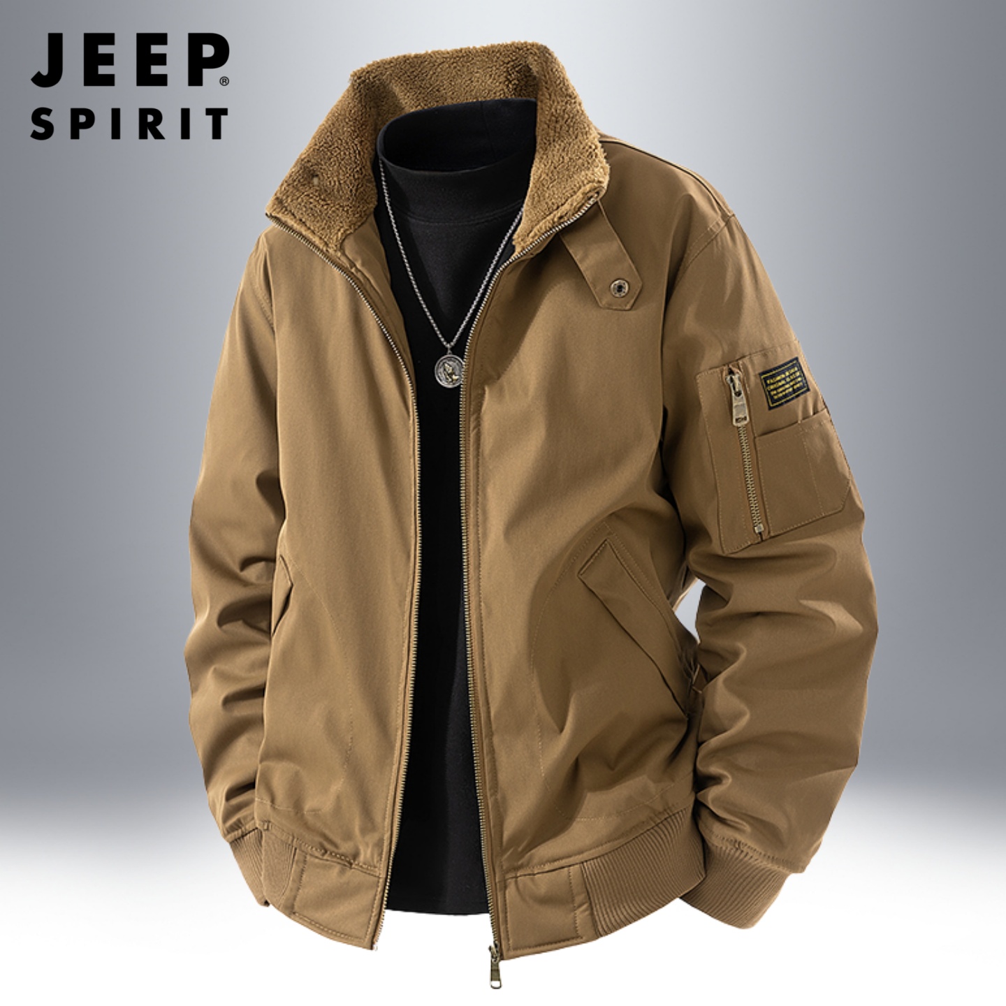 加绒加厚外套男中年爸爸冬装夹克