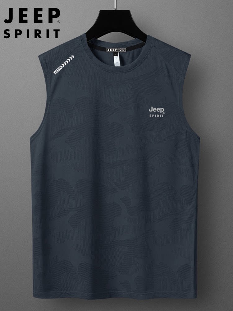 JEEP JEEP 아이스 실크 조끼 남성 여름 얇은 속건성 통기성 위장 조끼 캐주얼 스포츠 민소매 티셔츠