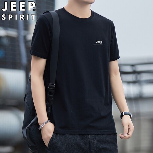 吉普纯棉短袖t恤男士休闲