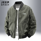 吉普纯棉夹克男士 休闲运动外套 宽松棒球领上衣2025春秋款 春季 新款