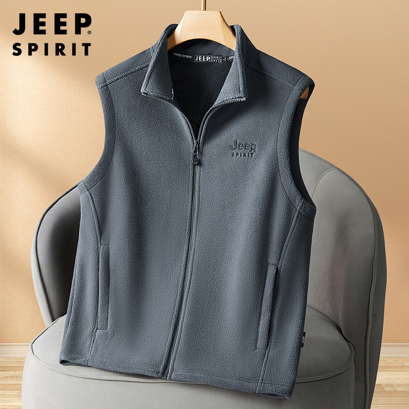 吉普品牌摇粒绒马甲男士冬季加厚