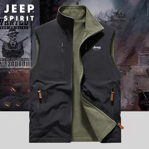 吉普JEEP双面穿男士马甲秋冬