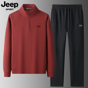 JEEP中老年运动套装男秋季2025新款60多岁爸爸衣服大码休闲运动服