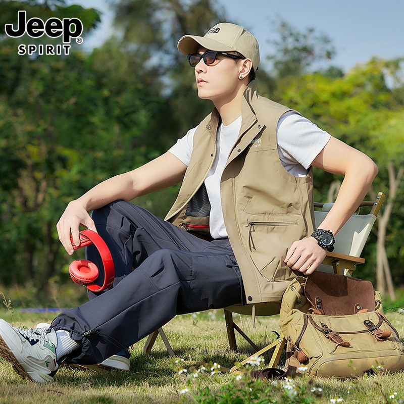 吉普钓鱼马甲男士春季户外新款宽松坎肩马夹多口袋工装外穿背心男,男装,常规马甲,淘宝优惠券,粉丝福利购,淘宝优惠卷