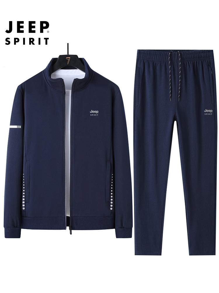 JEEP JEEP 중년 및 노인 순면 스포츠 정장 남성 봄 중년 아빠 봄과 가을 달리기 캐주얼 운동복