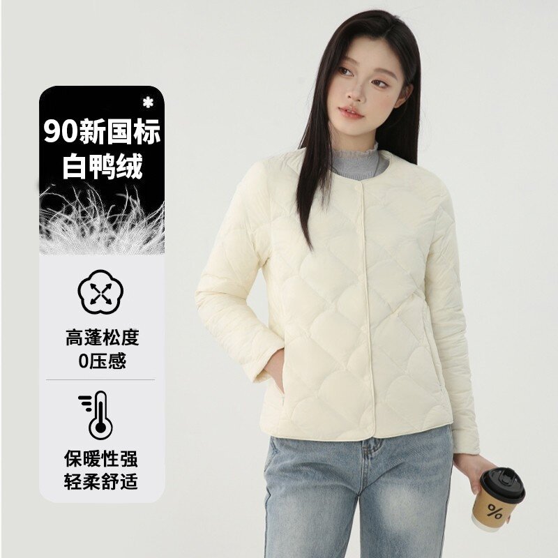 新国标90白鸭绒女轻薄保暖羽绒服