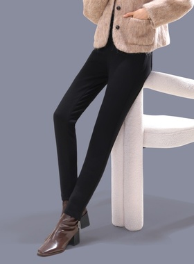 热销款高腰显瘦保暖裤外穿女裤秋冬加厚羊绒鹅绒小黑裤62035