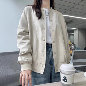 纯棉拼接美式复古棒球服女款