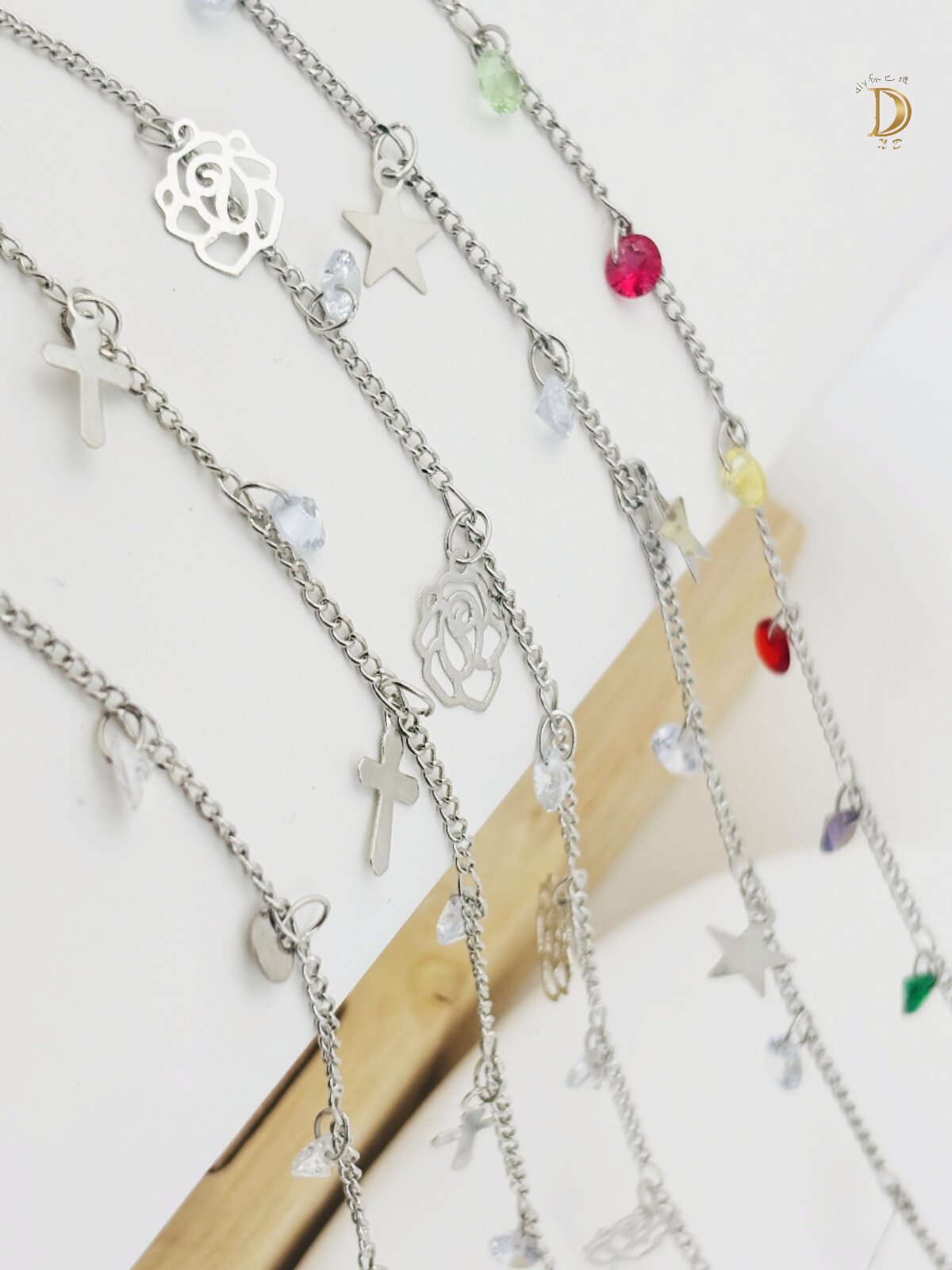 COPPER CHAIN HANDMADE NAIL ART ZIRCON STAR ROSE CROSS LOOSE CHAIN DIY CHAIN ORNAMENT GOLD AND SILVER HARDWARE