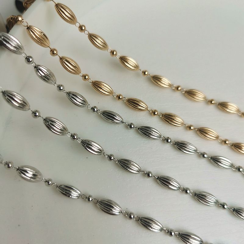 diy饰品配件3mm铜珠夹5mm条纹CCB组合手工链项链手链服饰眼镜挂链