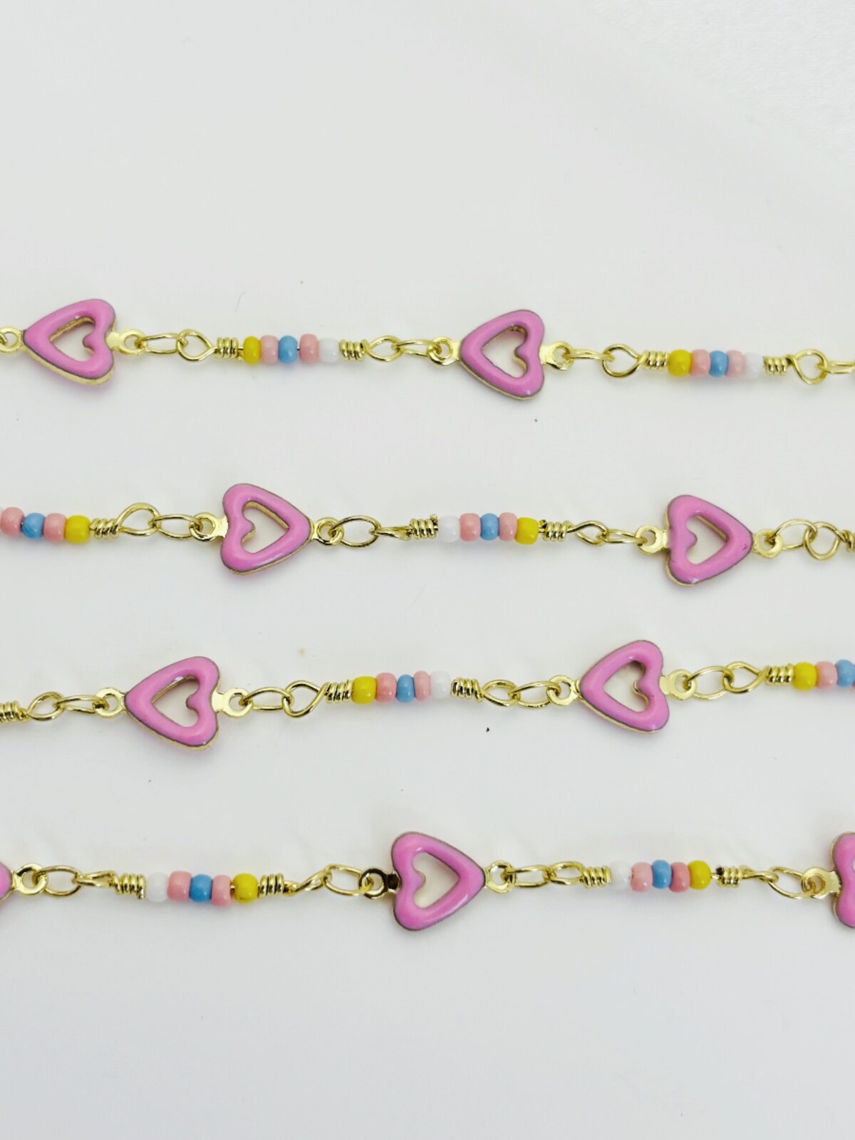 DIY CHAIN PINK PEACH HEART DRIPPING OIL RICE BEADS HANDMADE CHAIN 14K GOLD FILLED NANO COLOR PRESERVATION ELECTROPLATING JEWELRY CLOTHING MATERIAL