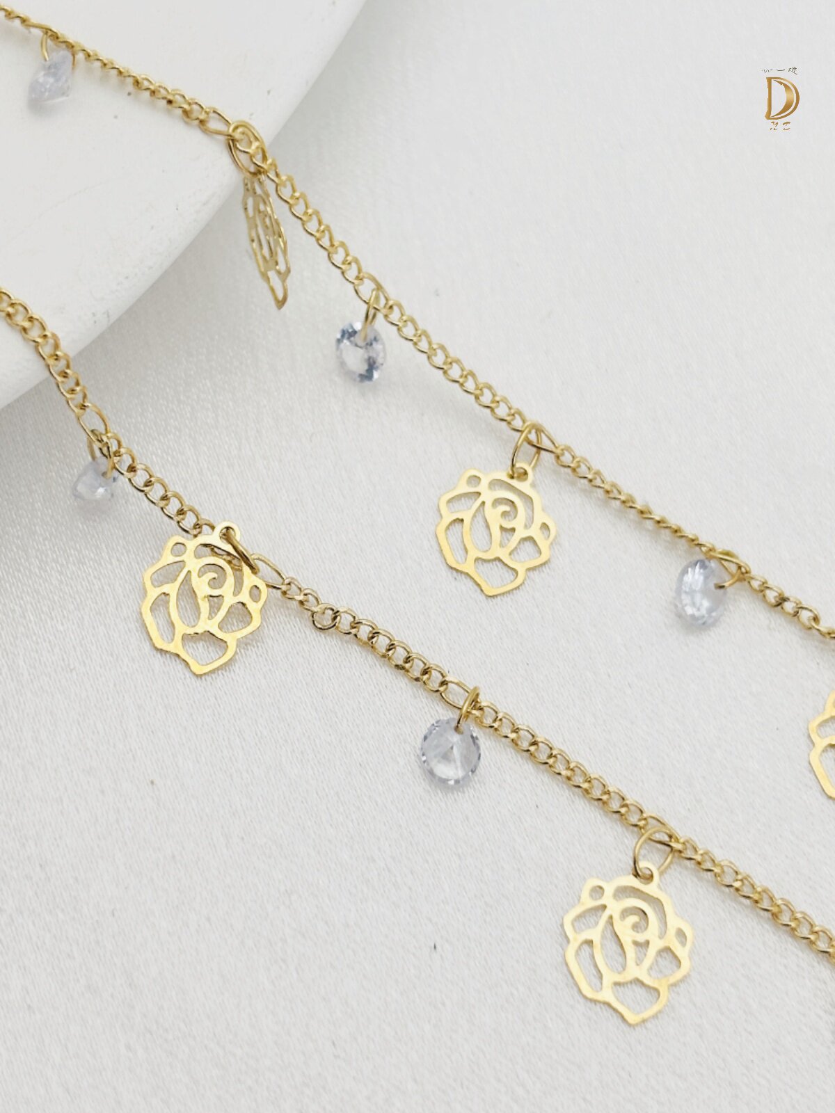 COPPER CHAIN HANDMADE NAIL ART ZIRCON STAR ROSE CROSS LOOSE CHAIN DIY CHAIN ORNAMENT GOLD AND SILVER HARDWARE