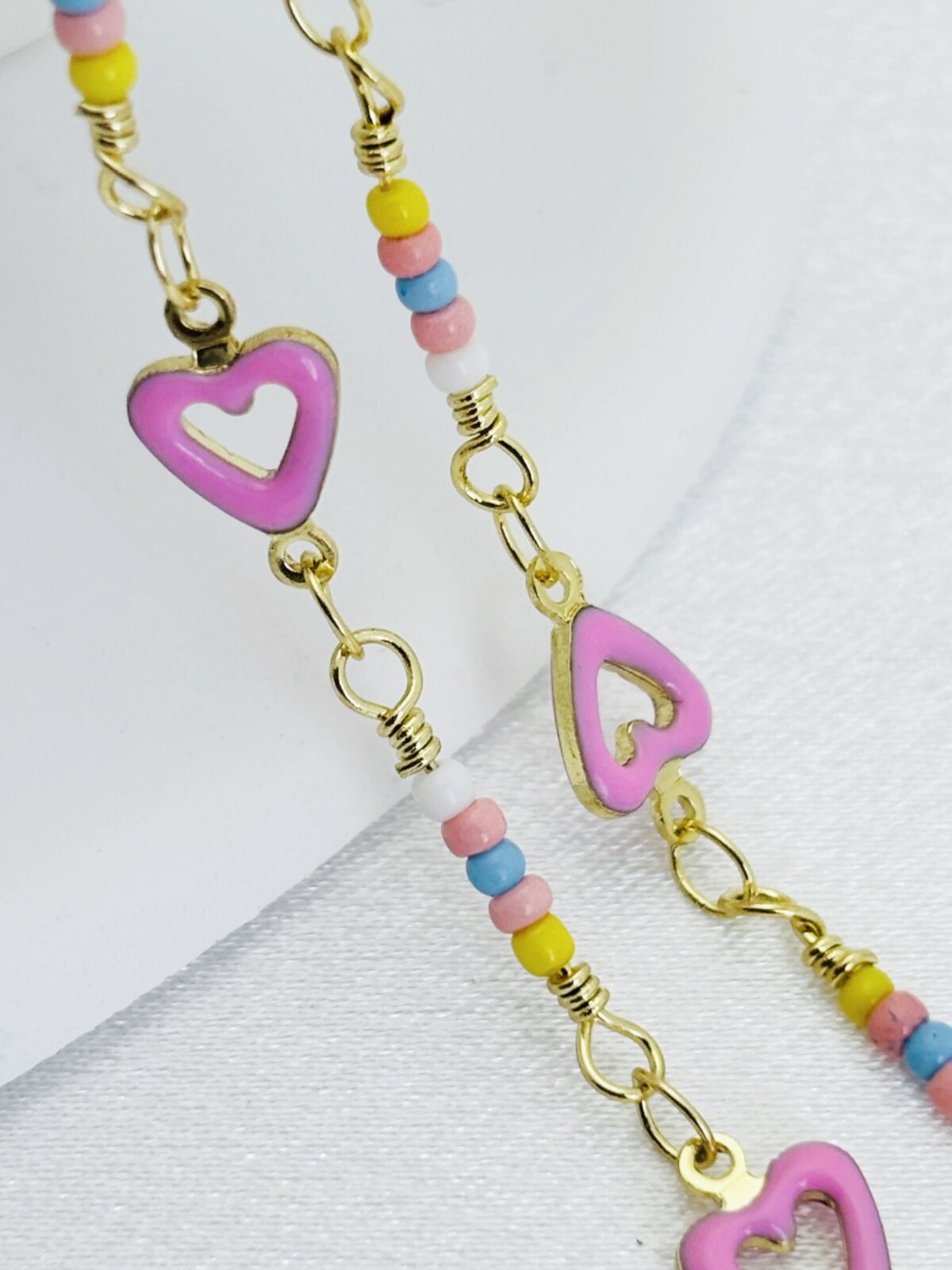 DIY CHAIN PINK PEACH HEART DRIPPING OIL RICE BEADS HANDMADE CHAIN 14K GOLD FILLED NANO COLOR PRESERVATION ELECTROPLATING JEWELRY CLOTHING MATERIAL