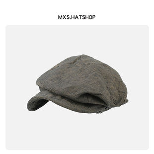 复古英伦废土风贝雷帽男女日系古着报童帽时尚个性褶皱设计八角帽