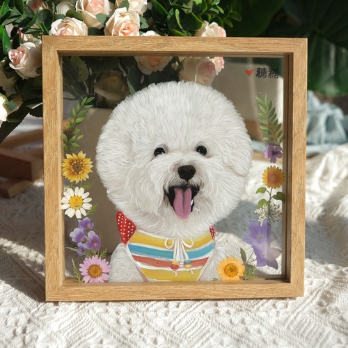 纯手绘宠物画像纯手绘玻璃画喜宝