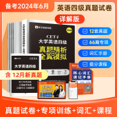 赠网课 四级考试英语真题试卷备考2024历年单词词汇书学习资料大学四六级六级4级6cet4模拟题电子版 作文听力阅读理解专项训练火星