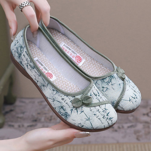 一脚蹬民族风平底防滑休闲单鞋