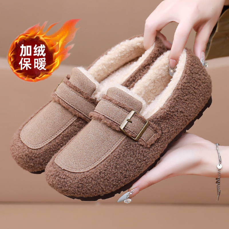 加绒保暖懒人鞋毛毛鞋女棉鞋