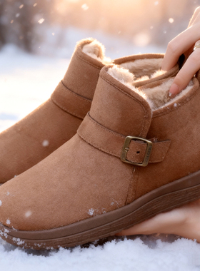 老北京布鞋女鞋时尚保暖妈妈棉鞋防滑厚底雪地靴加绒加厚女士短靴