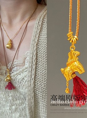 金店同款拉丝点钻黄金吊坠