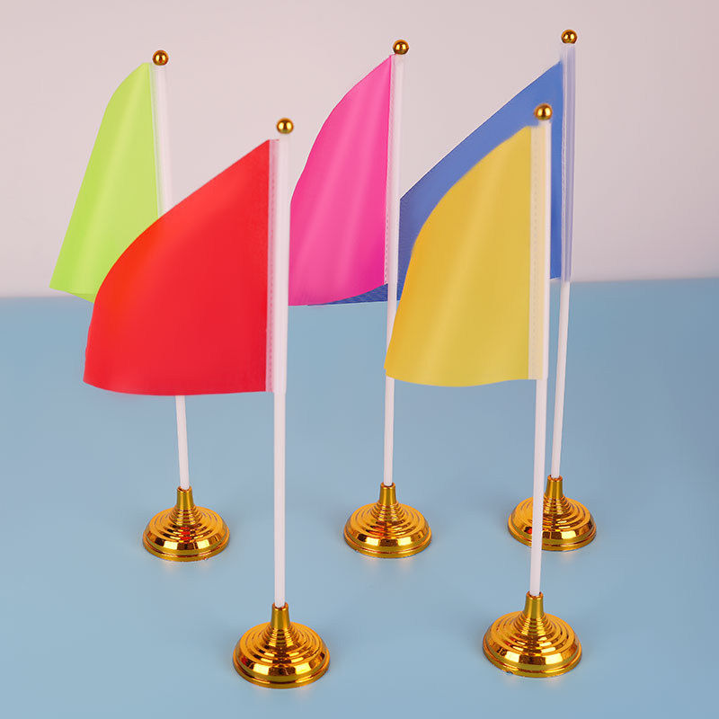 8号小红旗小彩旗桌旗三角旗桌旗桌面摆件旗小彩旗摆件金色圆底红黄蓝